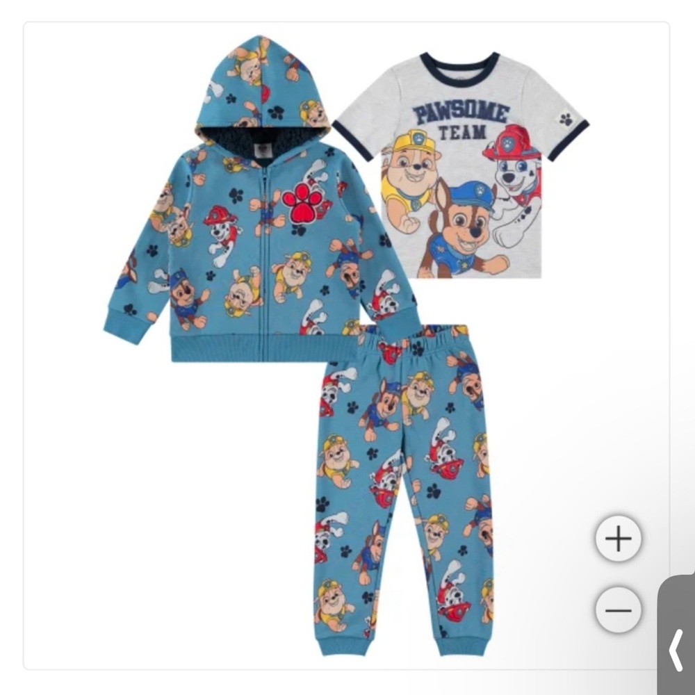 New Character Kids' Boys Toddler Paw Patrol 3-piece Hoodie Set Size 3T 4T NWT